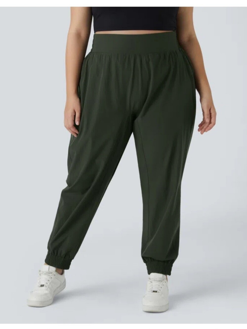 NEW Halara High Waisted Elastic Waist Plus Size 3X (24/26W) Joggers Pants Green